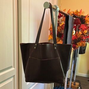Classic Brown Tote Bag with Long Straps